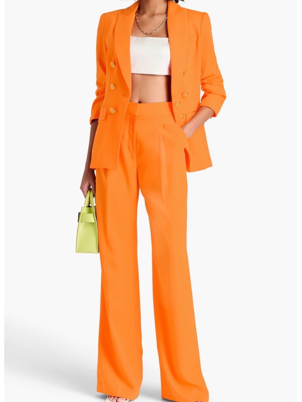 Veronica Beard Robinne Hoy Orange Wide-Leg Pants